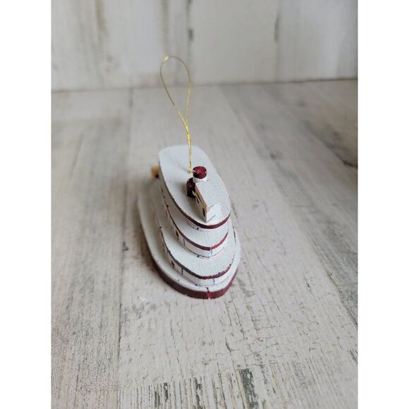 Wooden red boat fairy vintage ornament Xmas - Picture 3 of 9